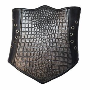 Unisex Thick Leather Cosplay Renaissance Pirate Black Corset
